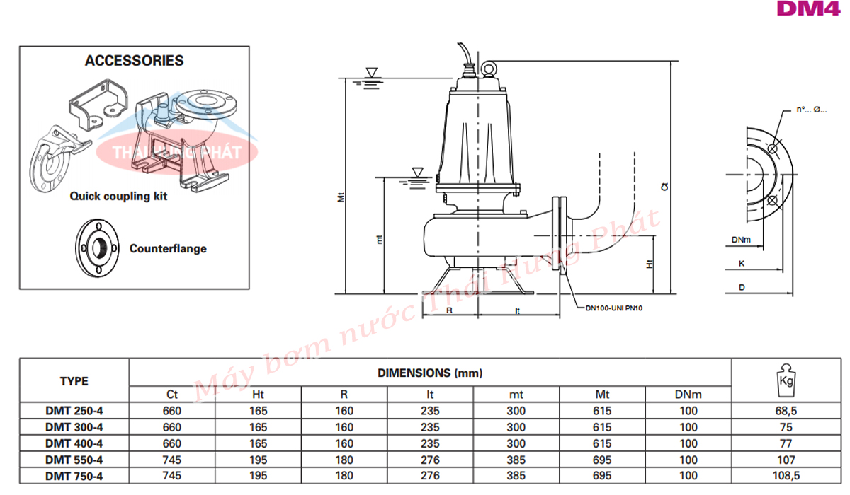 Máy bơm nước thải Pentax DMT 750-4 7.5HP