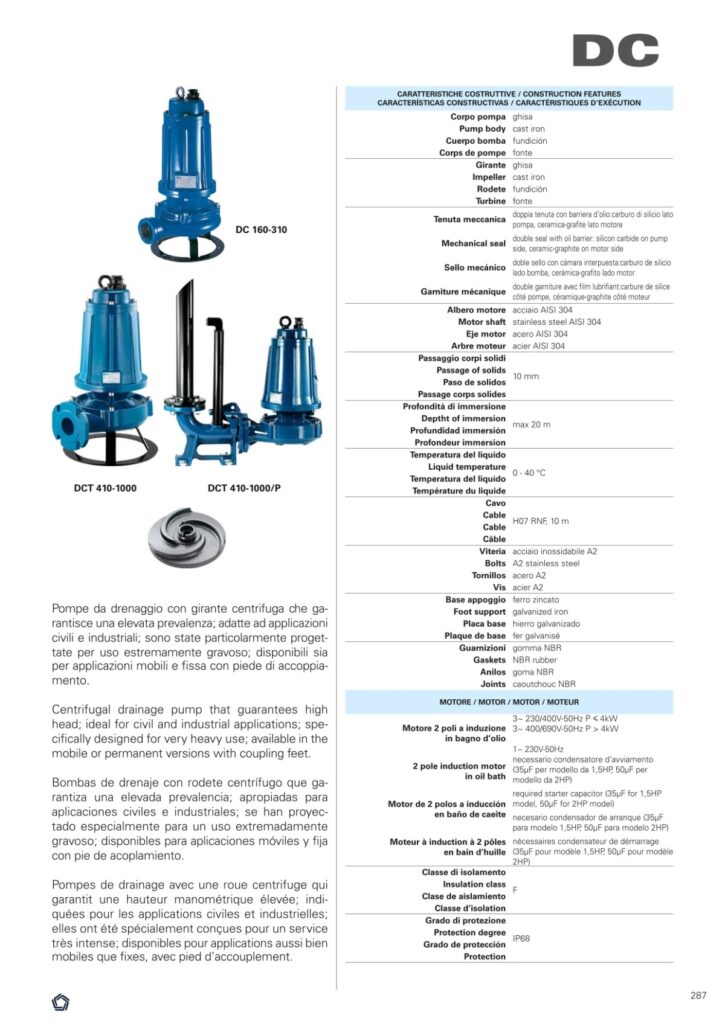 Catalogue máy bơm nước thải Pentax DC