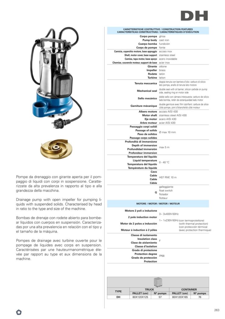 Catalogue máy bơm nước thải Pentax DH