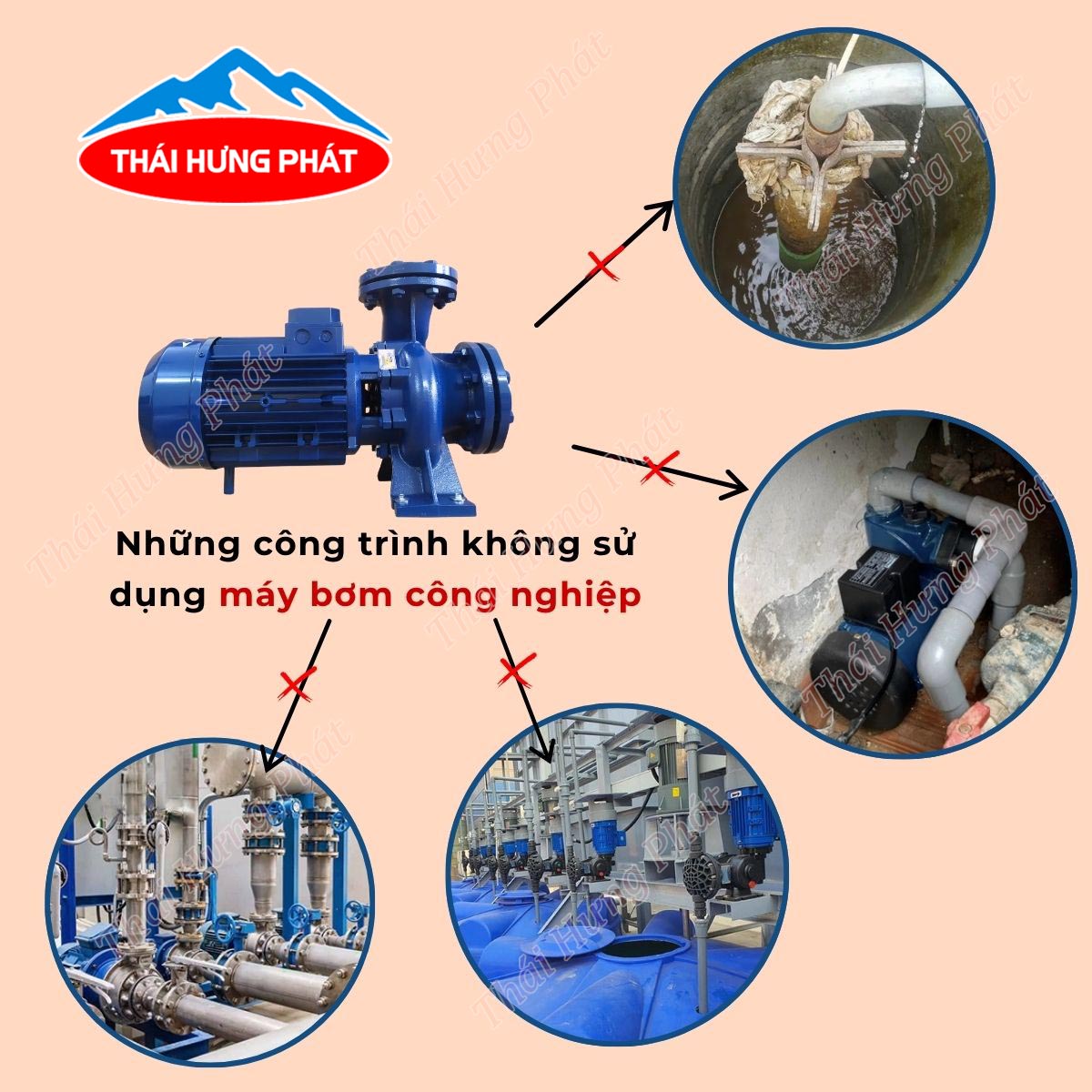 Máy bơm nước công nghiệp không được sử dụng trong những công trình nào?